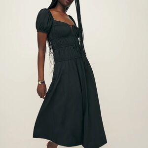 Reformation Rhett Elegant Black Midi Dress